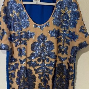 Blue and Gold Sequin Sequin Top - Tracy Reese for Neiman Marcus